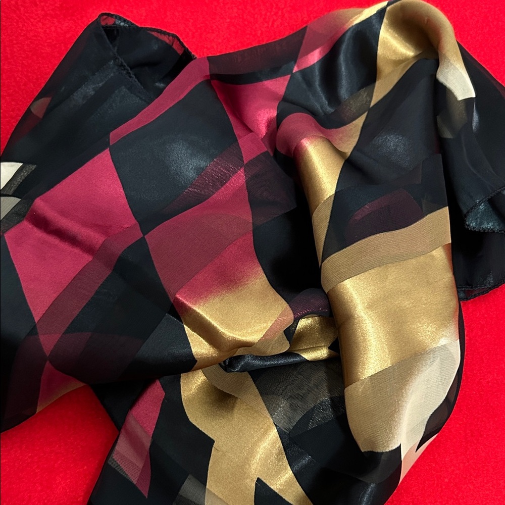 Chic Black and Gold red Scarf in Silk
